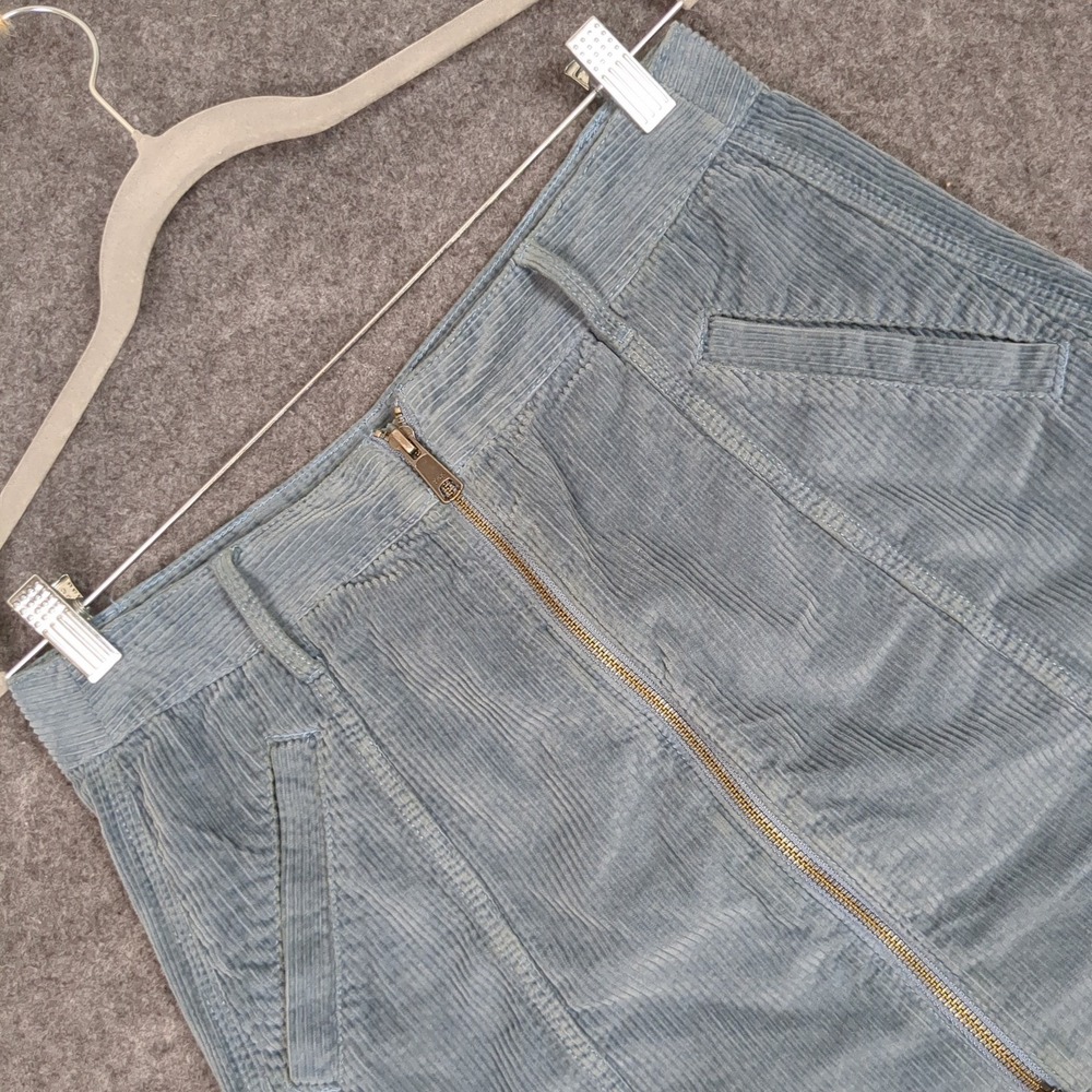 American Eagle Dusty Blue Corduroy Zip Front Mini Skirt Womens Size 8 Regular